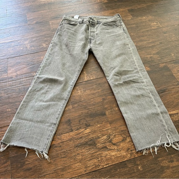 Men's 501® Original Fit Button Fly Non-Stretch Jeans In Grey - Picture 3 of 4